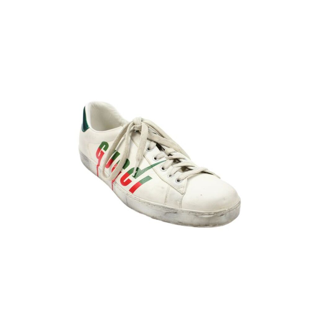 Gucci Mens Ace Gucci Blade Lace-Up Sneakers White Size 11